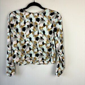 Philosophy Abstract Cropped Long Sleeve Blouse S